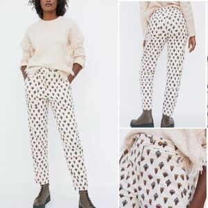 Anthropologie Fleurette Corduroy Pants in Cream Off White